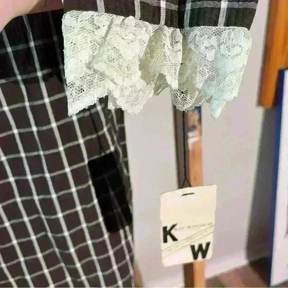 NWT Vintage 1950’s Windowpane Lace Scooter Dress Long Sleeves Midi Size 10 - Picture 10 of 12